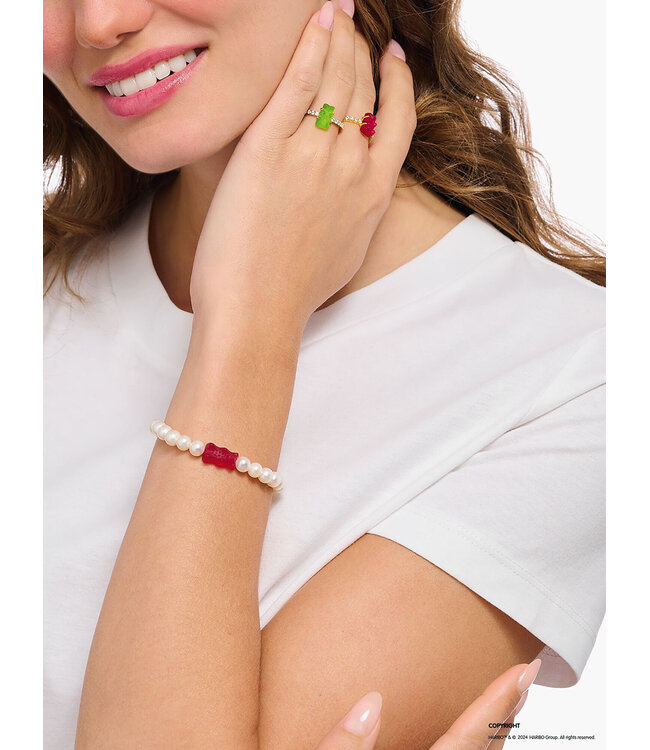 Thomas Sabo  A2154-017-10-L15 Armband Goldbär Perle Silber 15 cm