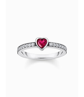 Thomas Sabo  TR2448-640-10-56 Ring Zirkonia mit rotem Stein Solitär Silber Grösse 56