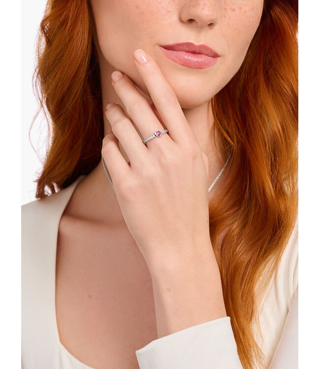 Thomas Sabo  TR2448-640-10-56 Ring Zirkonia mit rotem Stein Solitär Silber Grösse 56