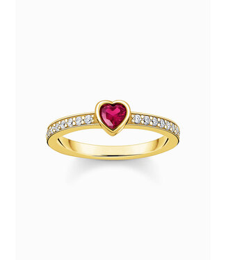 Thomas Sabo  TR2448-995-10-56 Ring Zirkonia mit rotem Stein Solitär vergoldet Grösse 56