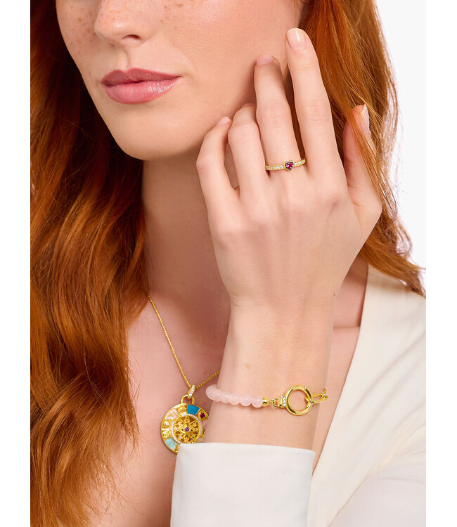 Thomas Sabo  TR2448-995-10-56 Ring Zirkonia mit rotem Stein Solitär vergoldet Grösse 56