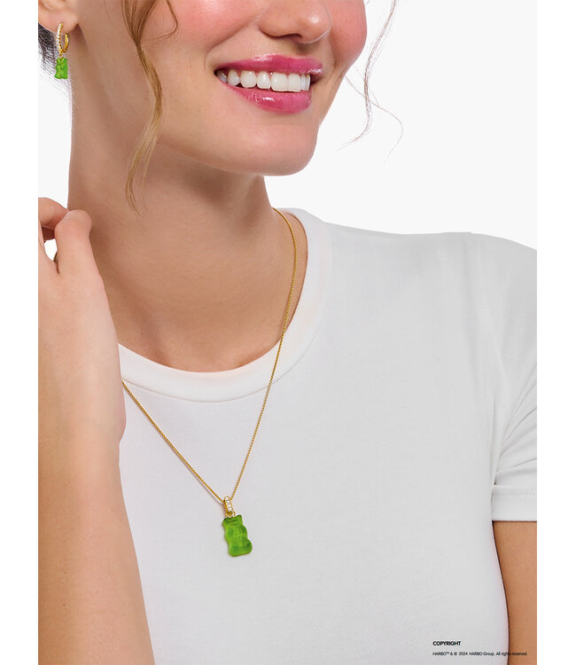 Thomas Sabo  PE967-414-6 Charm-Anhänger Goldbär grüne Steine vergoldet
