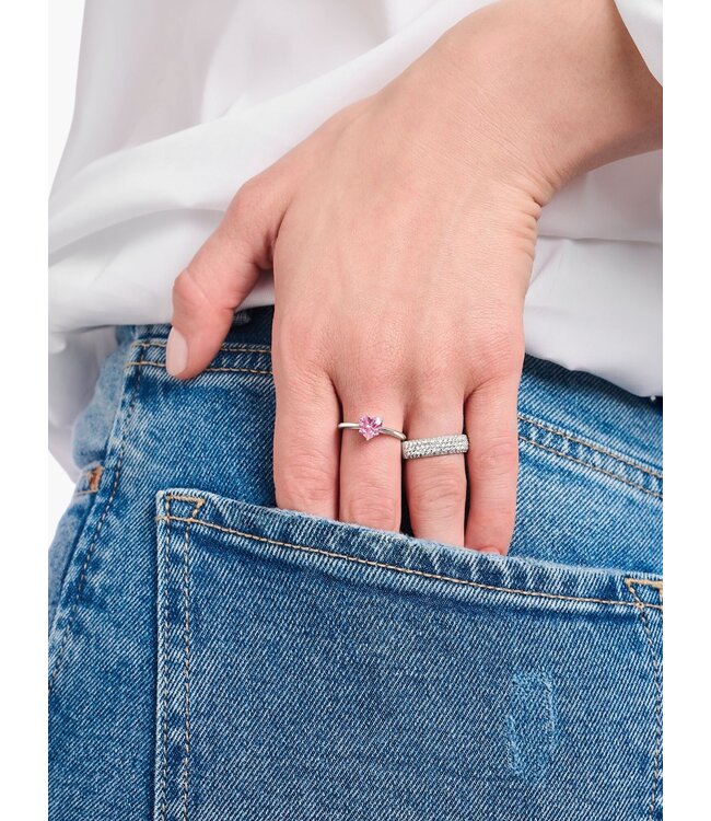 Thomas Sabo  TR2476-051-9-56 Ring Herz mit pinkem Stein Silber Grösse 56