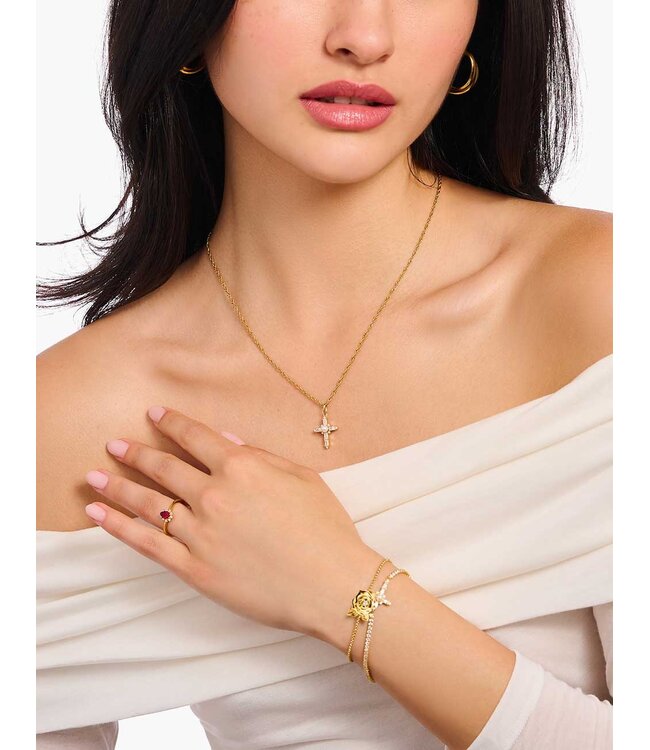 Thomas Sabo  KE2296-445-14-L45V Halskette mit Anhänger Kreuz Romance vergoldet 40+5 cm
