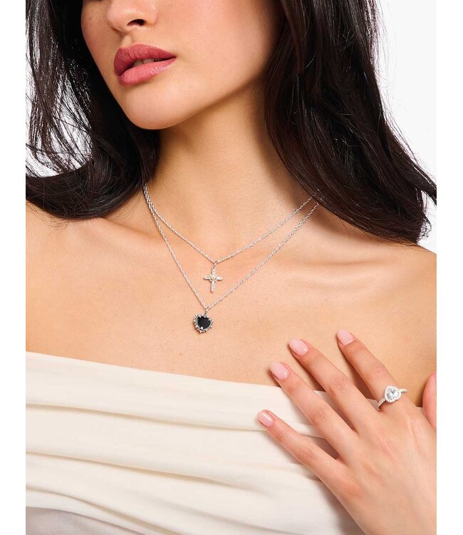 Thomas Sabo  KE2296-167-14-L45V Halskette mit Anhänger Kreuz Romance Silber 40+5 cm
