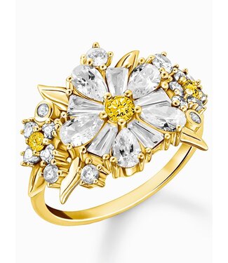Thomas Sabo  TR2335-414-4-54 Ring Blume Steine Cocktail vergoldet Grösse 54