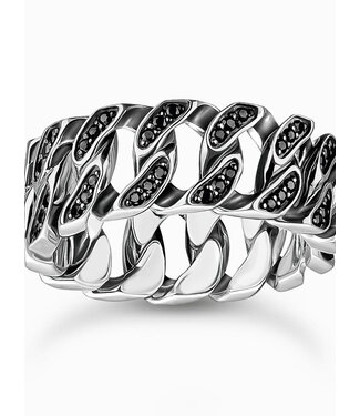 Thomas Sabo  TR2501-643-11-64 Ring schwarze Steine Glieder Silber Grösse 64