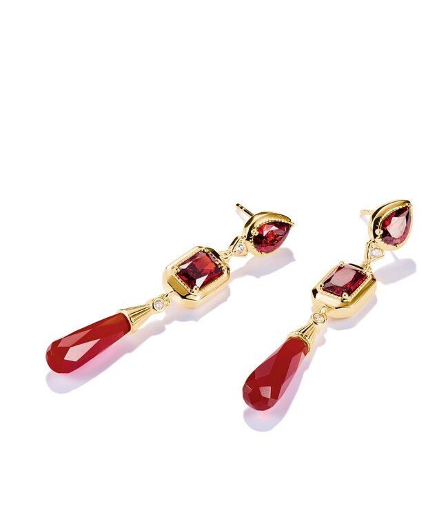 Thomas Sabo  H2332-414-10 Ohrringe rote Steine Elyndra vergoldet 5 cm