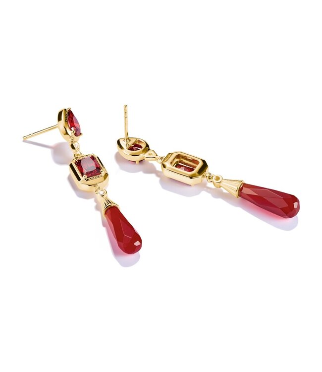 Thomas Sabo  H2332-414-10 Ohrringe rote Steine Elyndra vergoldet 5 cm