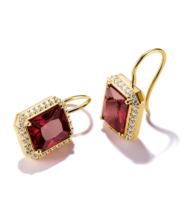 Thomas Sabo  H2338-414-10 Ohrringe Oktagon rote Steine vergoldet 2.3 cm