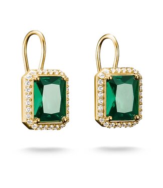 Thomas Sabo  H2338-971-6 Ohrringe Oktagon grüne Steine vergoldet 2.3 cm
