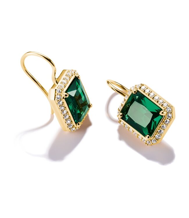 Thomas Sabo  H2338-971-6 Ohrringe Oktagon grüne Steine vergoldet 2.3 cm