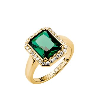 Thomas Sabo  TR2508-971-6-54 Ring Oktagon mit grünem Stein Elyndra vergoldet Grösse 54