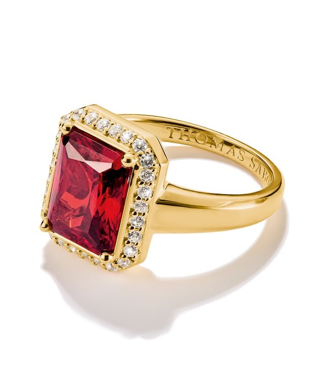 Thomas Sabo  TR2508-414-10-54 Ring Oktagon mit rotem Stein Elyndra vergoldet Grösse 54