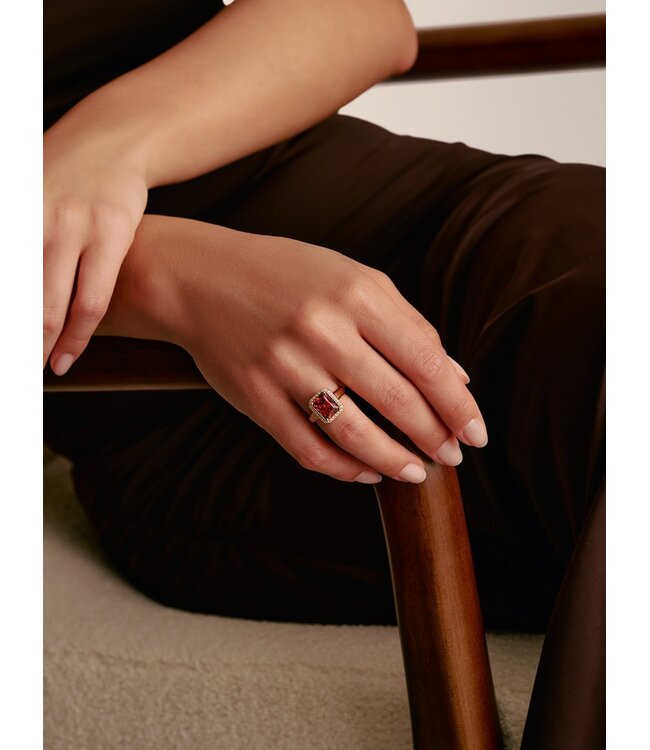 Thomas Sabo  TR2508-414-10-54 Ring Oktagon mit rotem Stein Elyndra vergoldet Grösse 54