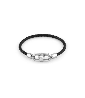 Philipp Plein  PJPEA23BL Armband Plein Edge Edelstahl Leder Schwarz Grösse L