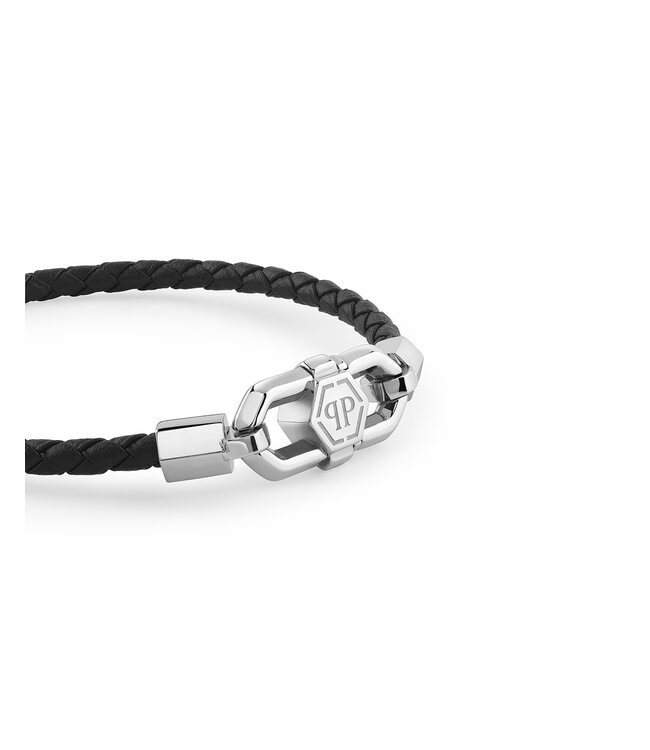 Philipp Plein  PJPEA23BL Armband Plein Edge Edelstahl Leder Schwarz Grösse L