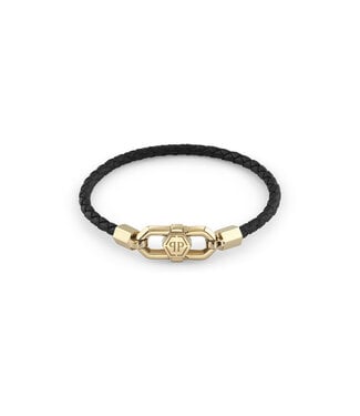 Philipp Plein  PJPEA25BS Armband Plein Edge Gold Leder Schwarz Grösse S