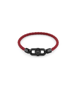 Philipp Plein  PJPEA24BS Armband Plein Edge Gunmetal Leder Rot Grösse S