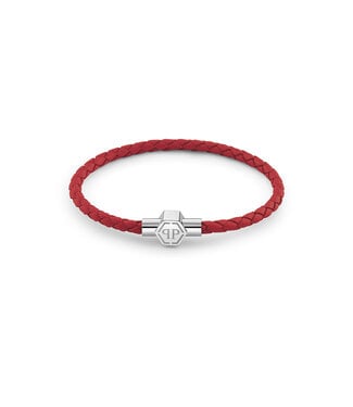 Philipp Plein  PJ0AA21BL Armband Plein Tag Edelstahl Leder Rot Grösse L