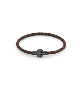 Philipp Plein  PJ0AA22BS Armband Plein Tag Gunmetal Leder Braun Grösse S