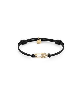 Philipp Plein  PJKGA08BU Freundschaftsarmband Plein Safety Pin Gold Kordel Schwarz