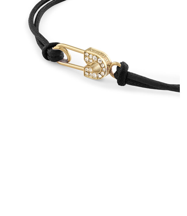 Philipp Plein  PJKGA08BU Freundschaftsarmband Plein Safety Pin Gold Kordel Schwarz