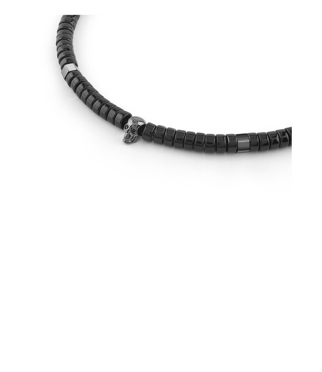 Philipp Plein  PJNEA18NU Halskette Plein Beads Gunmetal mit schwarzen Perlen