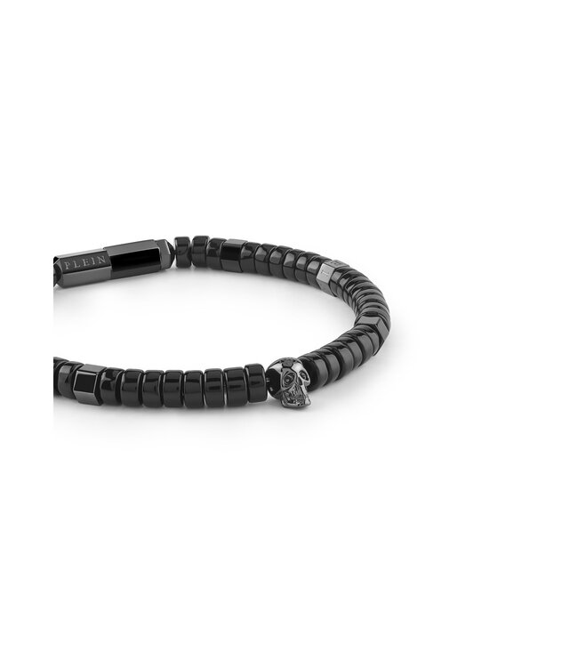 Philipp Plein  PJNEA14BU Armband Plein Beads Gunmetal mit schwarzen Perlen
