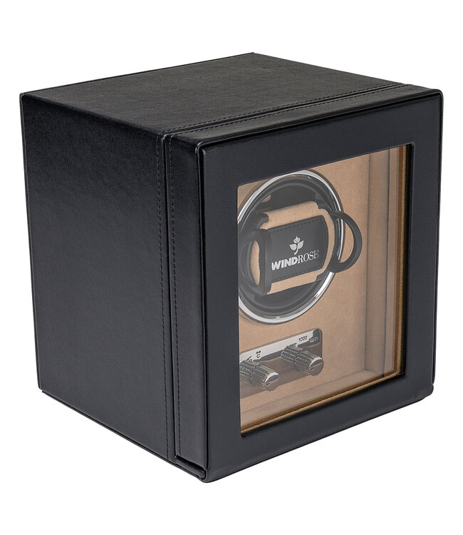 Windrose  Uhrenbeweger Ambiance für 1 Uhr Schwarz, innen Velour beige 17,5 × 18 cm
