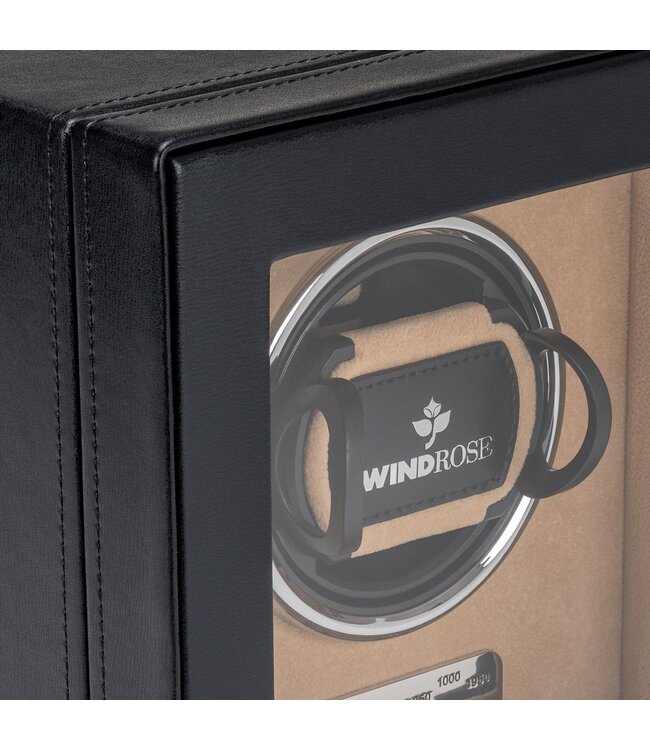 Windrose  Uhrenbeweger Ambiance für 1 Uhr Schwarz, innen Velour beige 17,5 × 18 cm