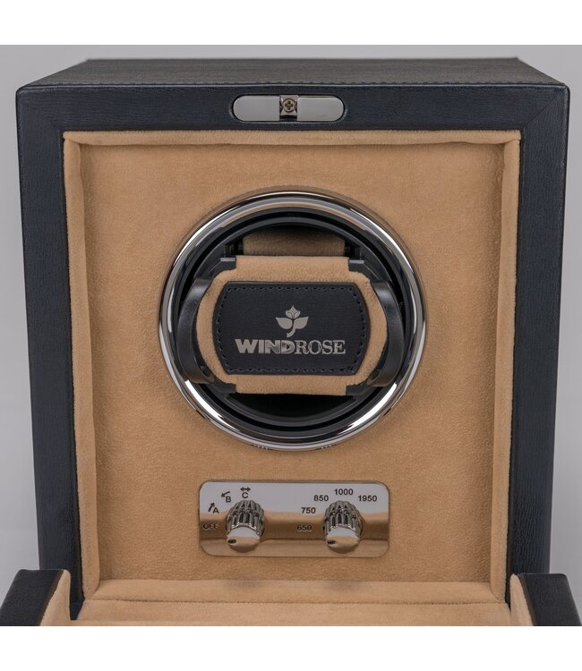 Windrose  Uhrenbeweger Ambiance für 1 Uhr Schwarz, innen Velour beige 17,5 × 18 cm