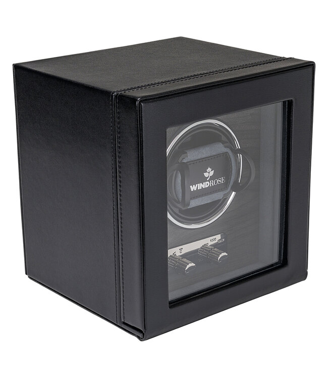 Windrose  Uhrenbeweger Ambiance für 1 Uhr Schwarz, innen Holzoptik 17,5 × 18 cm