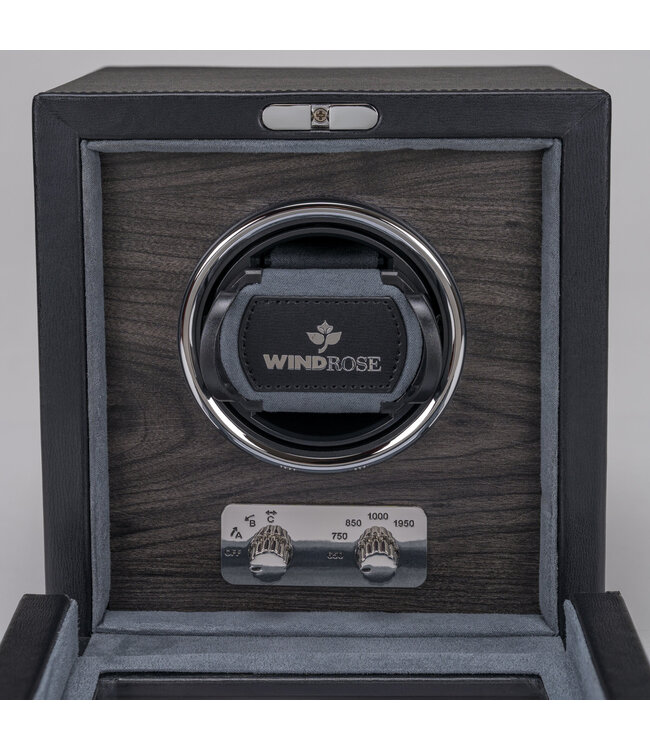 Windrose  Uhrenbeweger Ambiance für 1 Uhr Schwarz, innen Holzoptik 17,5 × 18 cm