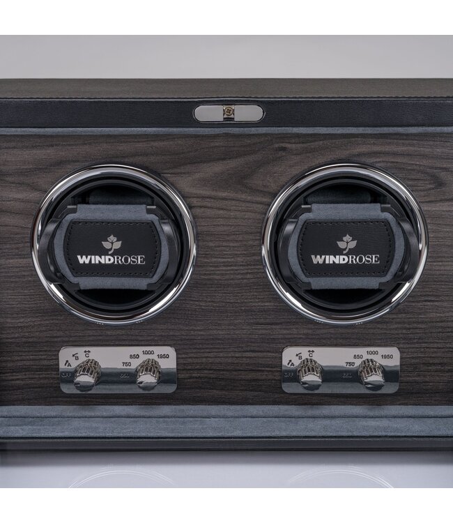 Windrose  Uhrenbeweger Ambiance für 2 Uhren Schwarz, innen Holzoptik 30 × 18 cm
