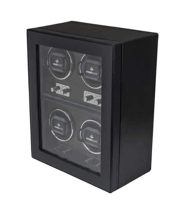 Windrose  Uhrenbeweger Ambiance für 4 Uhren Schwarz, innen Holzoptik 30 × 35 cm