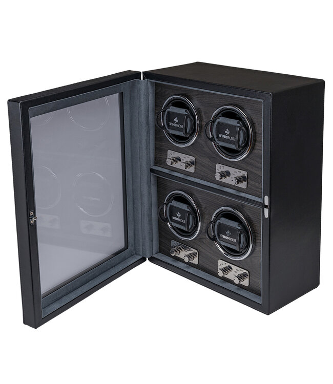 Windrose  Uhrenbeweger Ambiance für 4 Uhren Schwarz, innen Holzoptik 30 × 35 cm