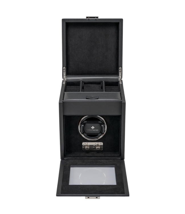 Windrose  Uhrenbeweger Luxora für 1 Uhr Schwarz/Silber mit Zusatzfach 19,7 × 23,2 cm
