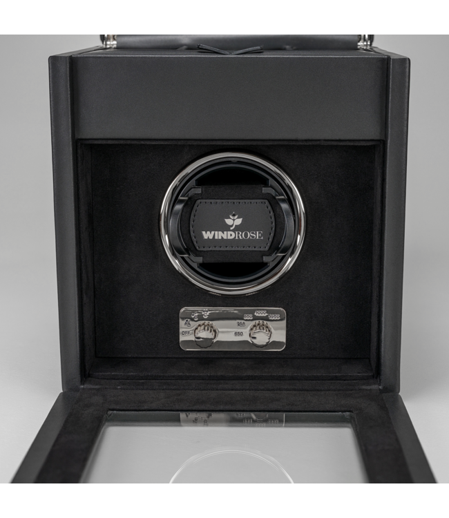 Windrose  Uhrenbeweger Luxora für 1 Uhr Schwarz/Silber mit Zusatzfach 19,7 × 23,2 cm