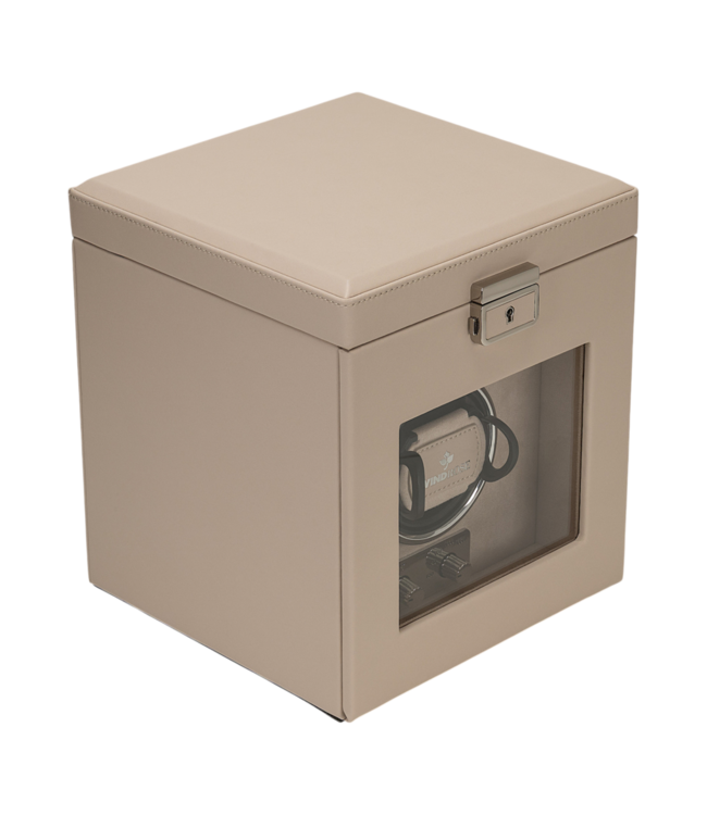 Windrose  Uhrenbeweger Luxora für 1 Uhr Beige/Silber mit Zusatzfach 19,7 × 23,2 cm