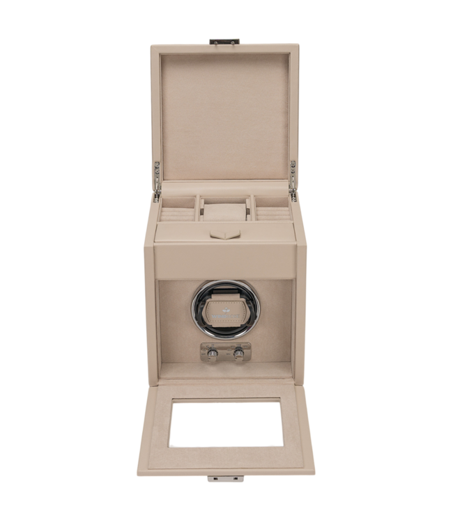Windrose  Uhrenbeweger Luxora für 1 Uhr Beige/Silber mit Zusatzfach 19,7 × 23,2 cm