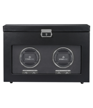 Windrose  Uhrenbeweger Luxora für 2 Uhren Schwarz/Silber mit Zusatzfach 33,7 × 23,2 cm