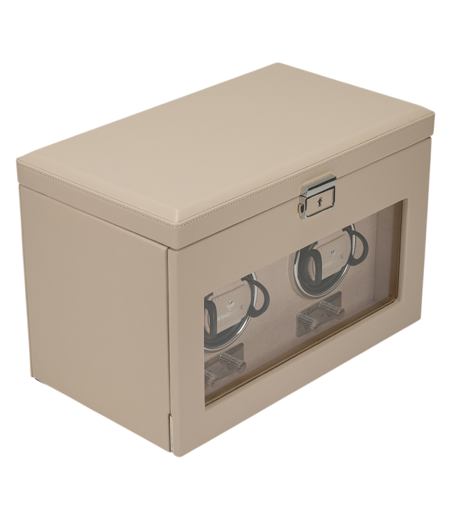 Windrose  Uhrenbeweger Luxora für 2 Uhren Beige/Silber mit Zusatzfach 33,7 × 23,2 cm