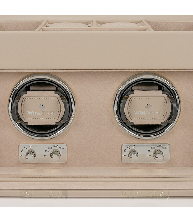 Windrose  Uhrenbeweger Luxora für 2 Uhren Beige/Silber mit Zusatzfach 33,7 × 23,2 cm