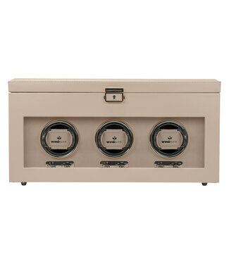 Windrose  Uhrenbeweger Luxora für 3 Uhren Beige/Silber mit Zusatzfach 45,7 × 23,2 cm