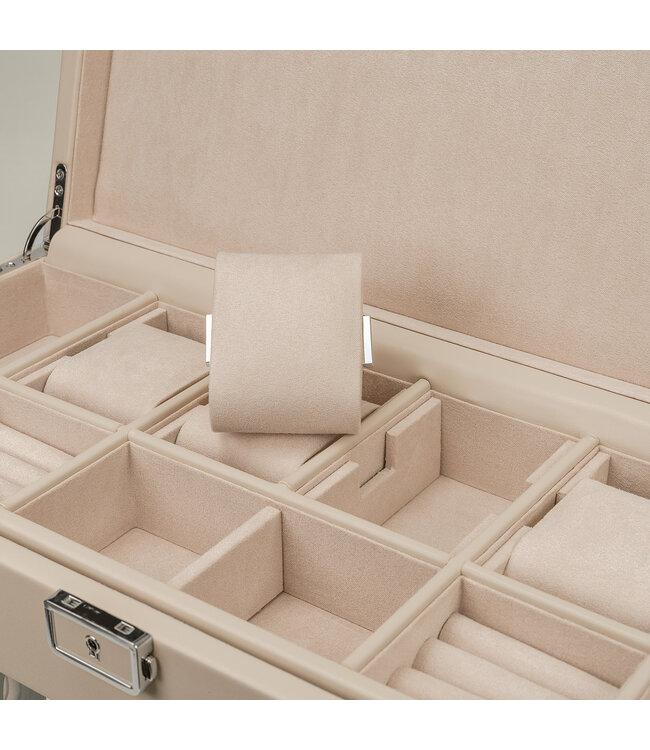 Windrose  Uhrenbeweger Luxora für 3 Uhren Beige/Silber mit Zusatzfach 45,7 × 23,2 cm