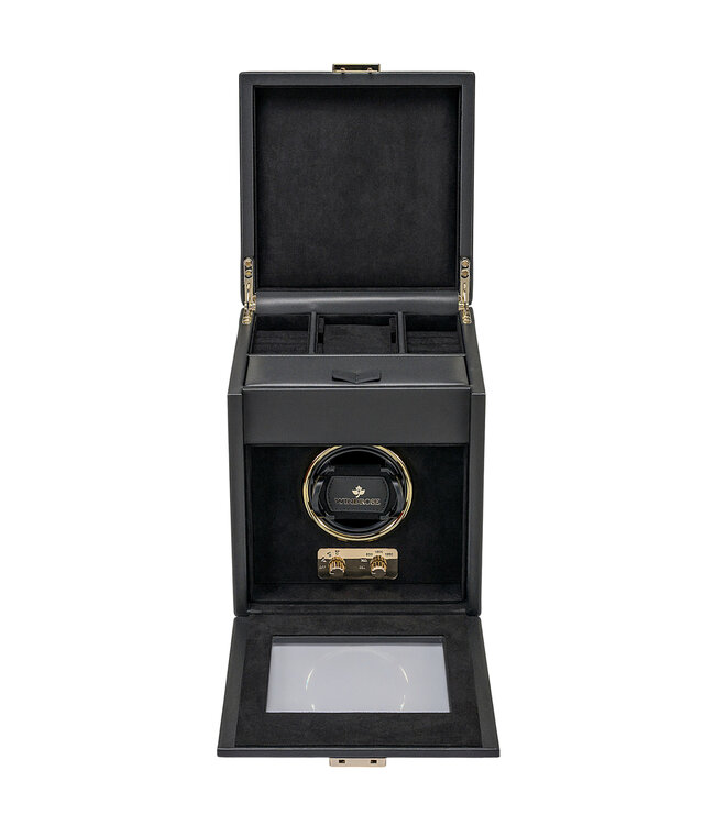 Windrose  Uhrenbeweger Luxora für 1 Uhr Schwarz/Gold mit Zusatzfach 19,7 × 23,2 cm