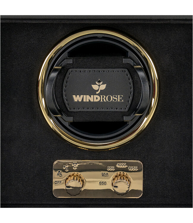 Windrose  Uhrenbeweger Luxora für 1 Uhr Schwarz/Gold mit Zusatzfach 19,7 × 23,2 cm