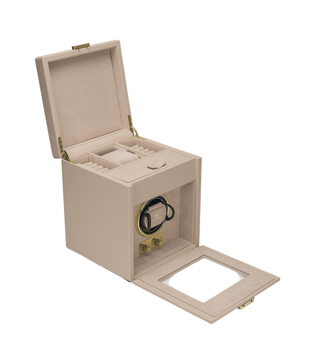 Windrose  Uhrenbeweger Luxora für 1 Uhr Beige/Gold mit Zusatzfach 19,7 × 23,2 cm