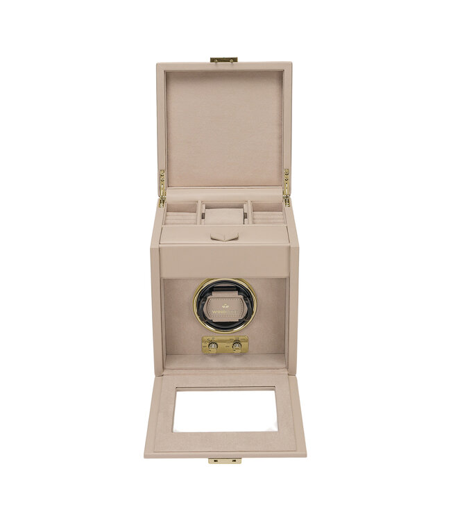 Windrose  Uhrenbeweger Luxora für 1 Uhr Beige/Gold mit Zusatzfach 19,7 × 23,2 cm